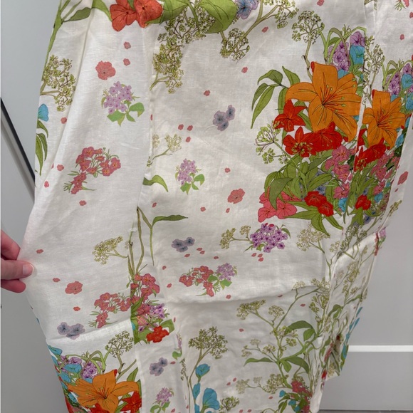 & Other Stories Floral Ruffle Linen Midi Dress Size 8 - Picture 7 of 12
